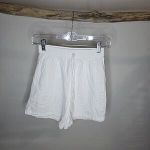 Goa Beachwear Women's White Cotton Drawstring Elastic Waist Shorts Size XS